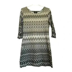 Papillon polyester knit dress,  stretchy with zigzags